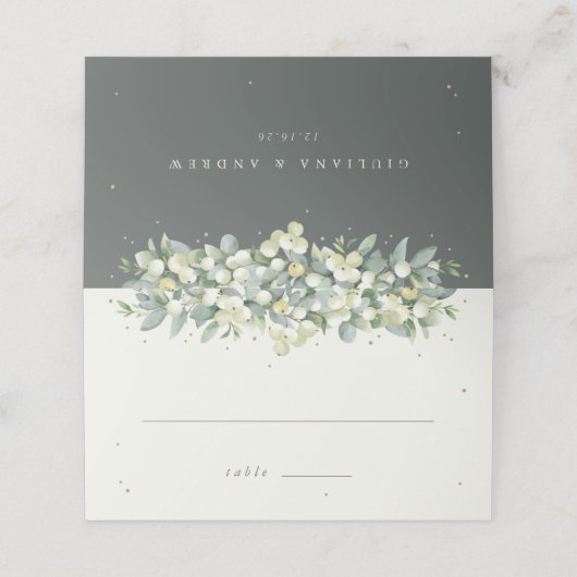Carte De Placement Snowberry vert/crème+Mariage Eucalyptus (Extérieur déplié)