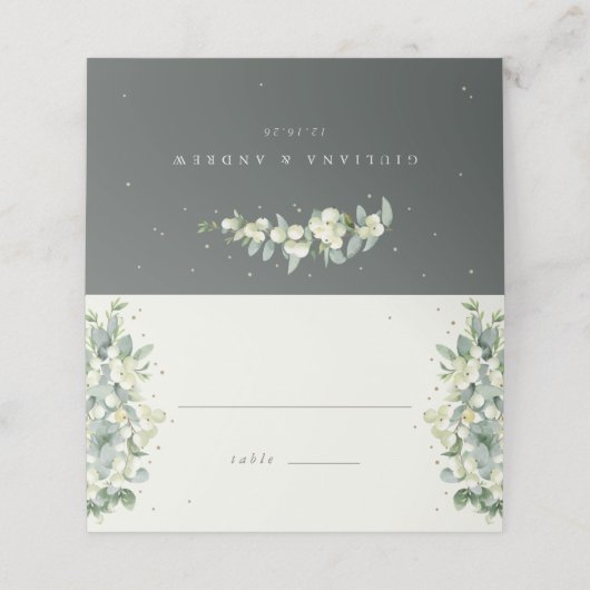 Carte De Placement Snowberry vert/crème + Mariage Eucalyptus (Extérieur déplié)