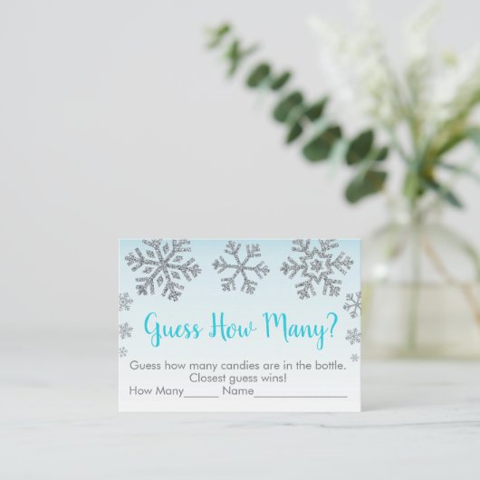 Carte De Placement Snowflake Blue & Silver Devinez Combien De Jeu De  (Debout devant)