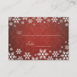 Carte De Placement Snowflakes et Red Mariage damassé Place Setting