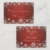 Carte De Placement Snowflakes et Red Mariage damassé Place Setting (Devant / Derrière)