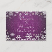 Carte De Placement Snowflakes et violet Mariage damassé Place Setting (Dos)