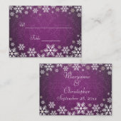 Carte De Placement Snowflakes et violet Mariage damassé Place Setting (Devant / Derrière)