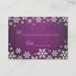 Carte De Placement Snowflakes et violet Mariage damassé Place Setting