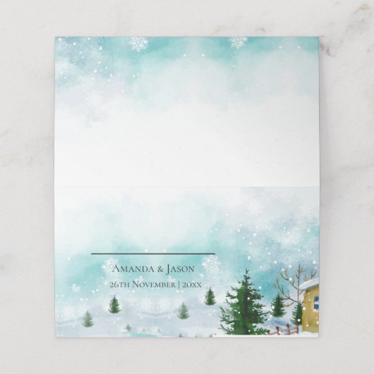 Carte De Placement Snowy Frosty Hiver Matin Snowflakes Mariage (Extérieur déplié)