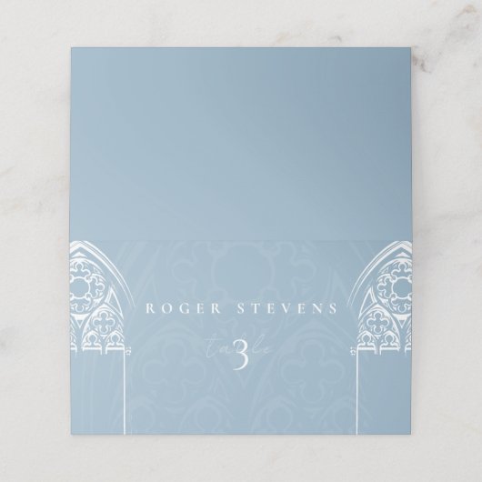 Carte De Placement Snowy Gothique Hiver Fairytale Noël Bleu (Extérieur déplié)