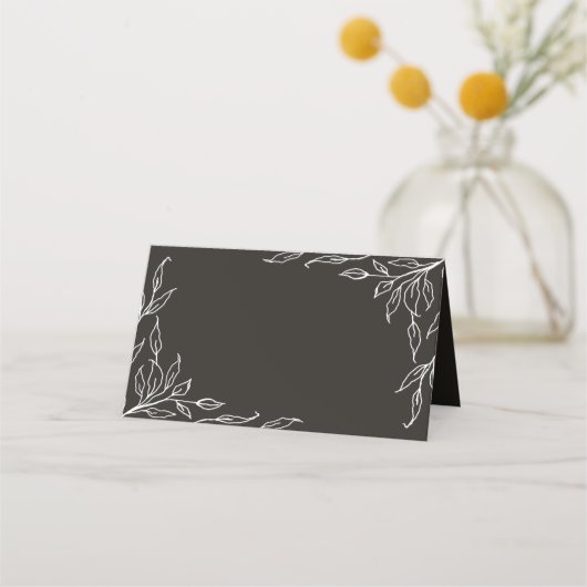 Carte De Placement Soft Black Leaf Motif Thanksgiving plié (Devant)