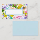 Carte De Placement Soft Blue Floral Romantique Mariage Guest Place Ca (Devant / Derrière)