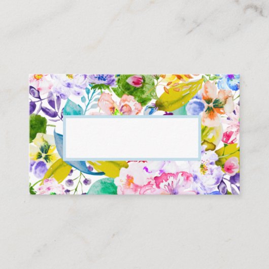 Carte De Placement Soft Blue Floral Romantique Mariage Guest Place Ca (Devant)