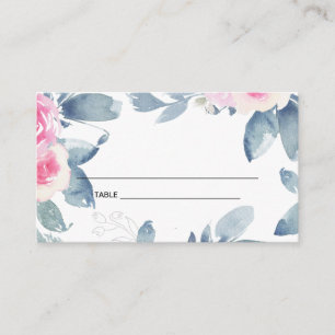 CARTE DE PLACEMENT SOFT NAVY BLUSH BLUE FLORAL 25E TOUT ÂGE ANNIVERSA