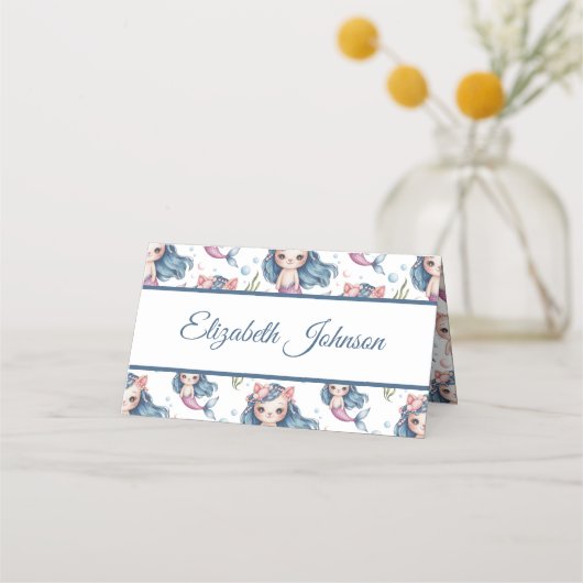 Carte De Placement Soft Pastel Mermaid Kitten Fille Anniversaire (Devant)