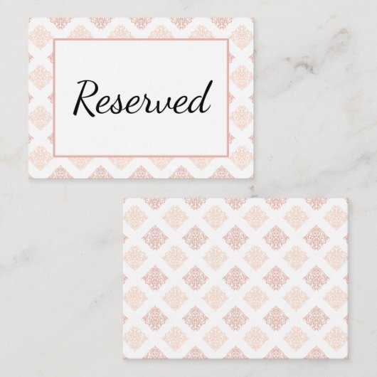 Carte De Placement Soft Peachy Blush Damask (Devant / Derrière)