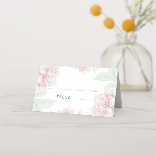 Carte De Placement Soft Rose Floral Elégant Jardin Blanc Mariage (Devant)