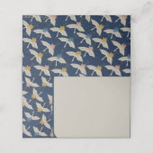 Carte De Placement Soirée de mariage Bleue Grues Japonaises (Extérieur déplié)