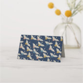 Carte De Placement Soirée de mariage Bleue Grues Japonaises (Dos)
