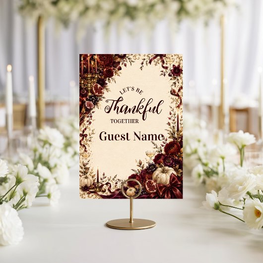 Carte De Placement Soirée de Thanksgiving Opulente et Luxueuse