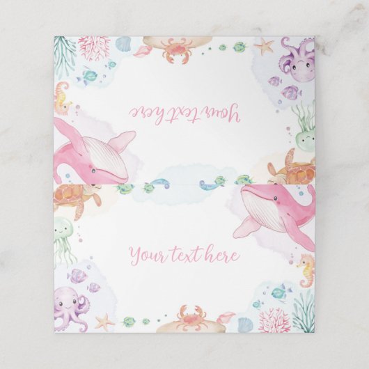 Carte De Placement Sous la Mer Cute Ocean Animals (Extérieur déplié)
