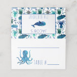 Carte De Placement Sous le Sea Marine Kids Marine Birthday Party<br><div class="desc">Sous Le Sea Marine Kids Marine Birthday Party Pladed Seating Cards. Écrivez le nom et le numéro de table des invités de la fête. Coordonner avec d'autres aquarelles nautiques sous les provisions de fête d'anniversaire de la mer. www.SamAnnDesigns.com</div>
