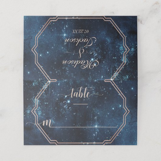 Carte De Placement Star Sky Celestial Galaxy Mariage Numéro de table (Extérieur déplié)