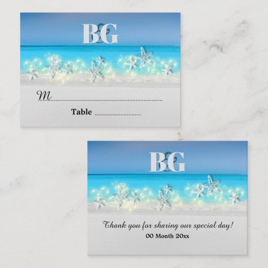 Carte De Placement Starfish paradis eaux bleues table tropicale non (Devant / Derrière)
