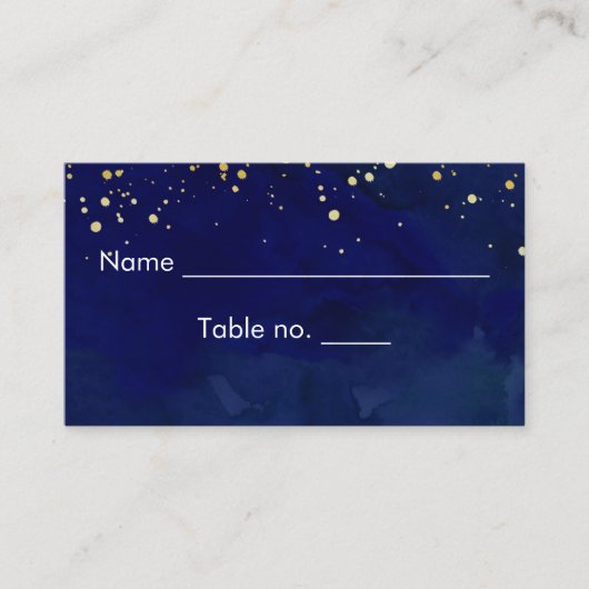 Carte De Placement Starry Night Navy et Faux Gold Parties scintillant (Devant)