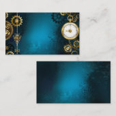 Carte De Placement Steampunk Arrière - plan turquoise avec Gears (Devant / Derrière)