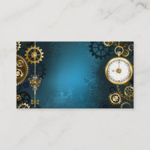 Carte De Placement Steampunk Arrière - plan turquoise avec Gears