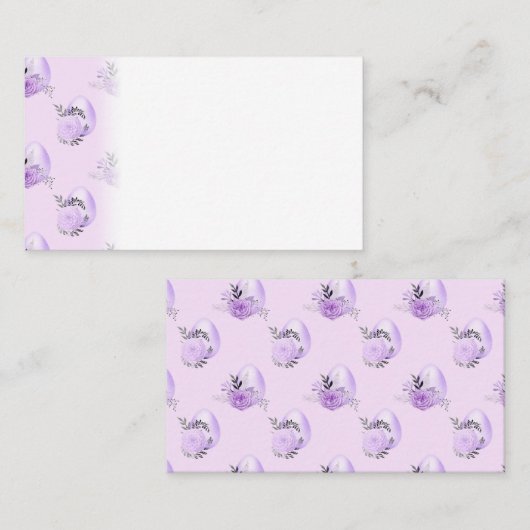 Carte De Placement Style d'oeuf de Pâques à fleurs violettes (Devant / Derrière)