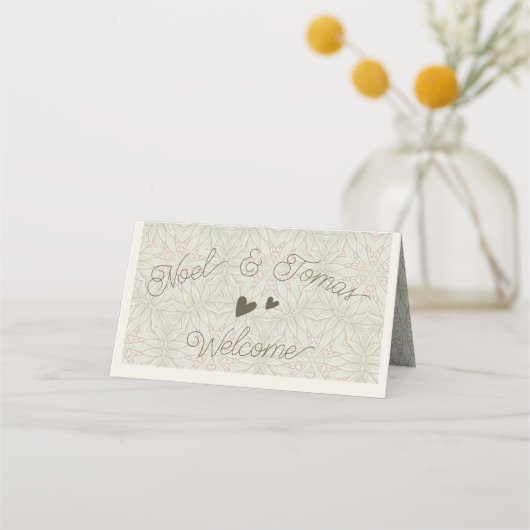 Carte De Placement Style Ethnique simple en Sage Vert Couleur Carte P (Devant)