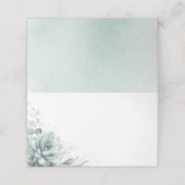 Carte De Placement Succulent Verdure Argent Feuille Mariage (Extérieur déplié)