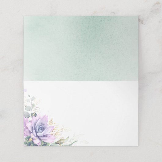 Carte De Placement Succulent Verdure Or Feuille Mariage Carte Place (Extérieur déplié)