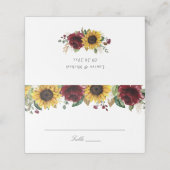 Carte De Placement Sunflower Bourgogne Rouge Fleurs Mariage Carte Pla (Extérieur déplié)