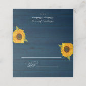 Carte De Placement Sunflower Navy Blue Floral Russe Mariage Table (Extérieur déplié)
