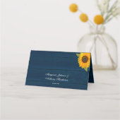 Carte De Placement Sunflower Navy Blue Floral Russe Mariage Table (Dos)
