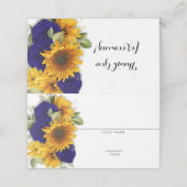 Carte De Placement Sunflower & Navy Roses Russe Carte Place (Extérieur déplié)