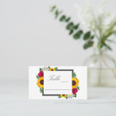 Carte De Placement Sunflower Rose Daisy Automne Floral Mariage (Debout devant)