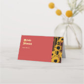 Carte De Placement Sunflower Sunset Coral Gold Modern Wedding (Dos)