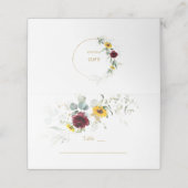 Carte De Placement Sunflowers Bourgogne Airy Greenery Numéro de table (Extérieur déplié)