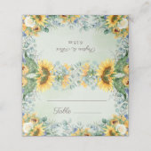 Carte De Placement Sunflowers Eucalyptus Feuilles Réception de mariag (Extérieur déplié)