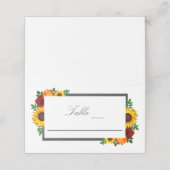 Carte De Placement Sunset Sunflower Rose Floral Mariage (Extérieur déplié)
