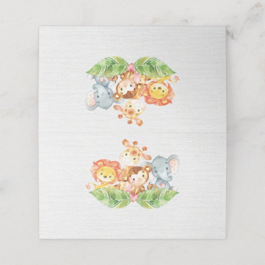 Carte De Placement Sweet Jungle Animaux Baby shower Plaque (Extérieur déplié)