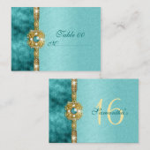 Carte De Placement "sweet sixteen" or turquoise 16 ans (Devant / Derrière)