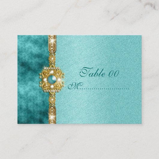 Carte De Placement "sweet sixteen" or turquoise 16 ans (Devant)