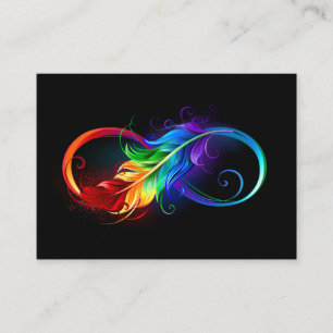 Carte De Placement Symbole d'infini avec plume arc-en-ciel