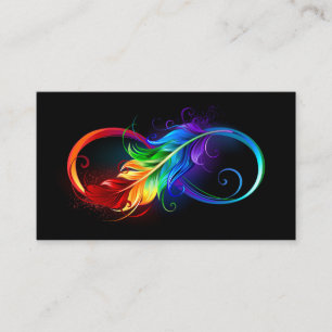 Carte De Placement Symbole d'infini avec plume arc-en-ciel