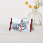 Carte De Placement Tabby gris mou Chat avec Noël Casquette (Devant)
