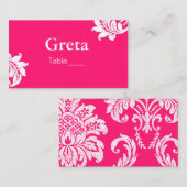 Carte De Placement Table à Damas rose chaud Placer les titulaires de (Devant / Derrière)