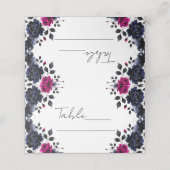 Carte De Placement Table aquarelle florale rose magenta et bleu  (Extérieur déplié)