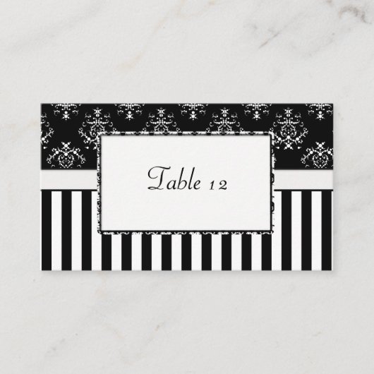 Carte De Placement Table baroque à rayures noir et blanc (Devant)