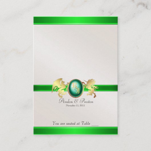 Carte De Placement Table de bijoux vert Prince & Princess (Devant)